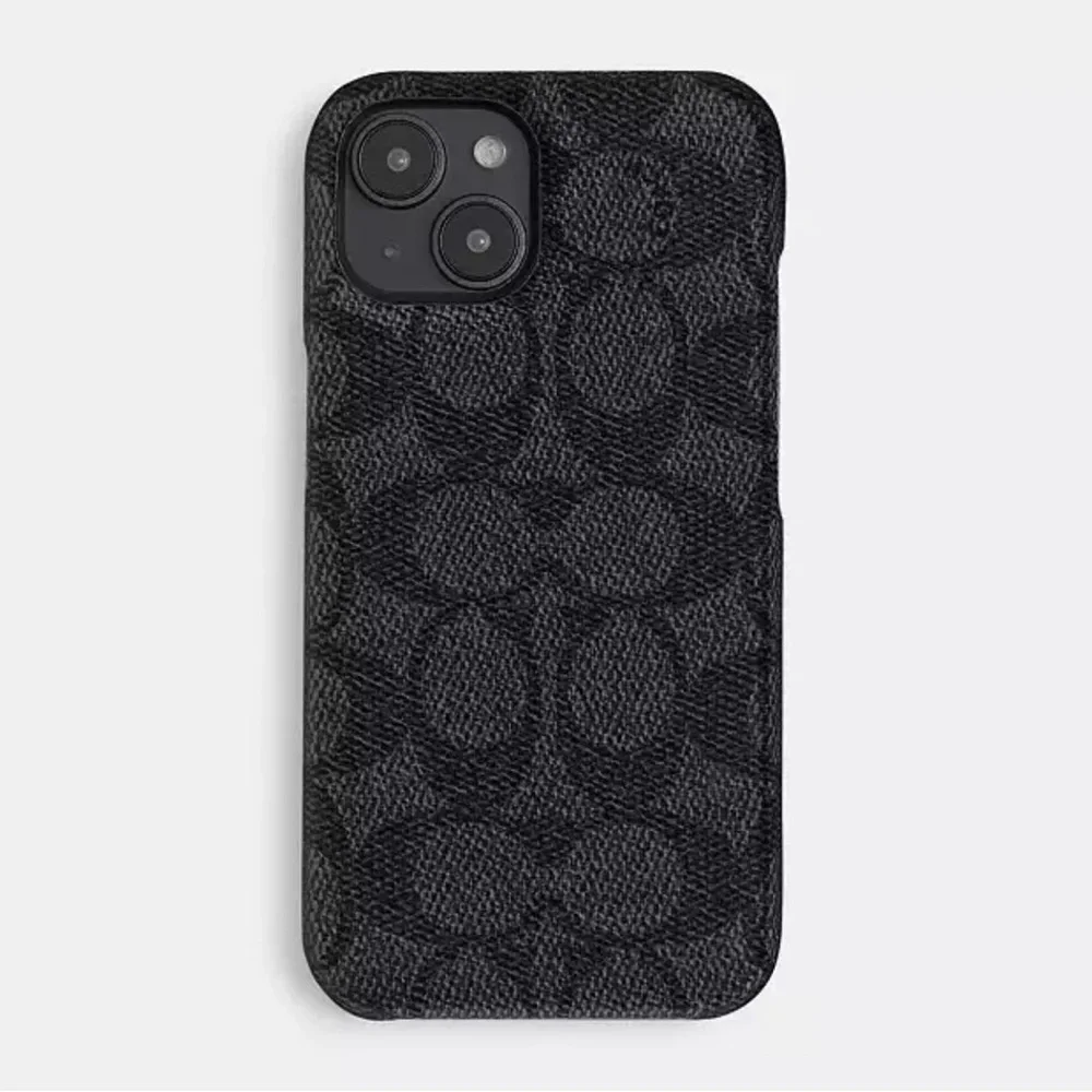 COACH Iphone 15 Plus Case In Signature Canvas In Charcoal